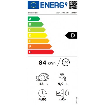 Electrolux EES47300IX Εντοιχιζόμενο Πλυντήριο Πιάτων για 13 Σερβίτσια Π59.6xY81.8εκ. Inox